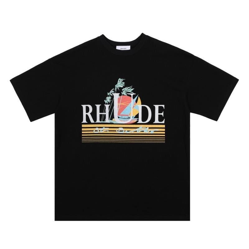 High Street Loose Oversized American Fashion Brand RHUDE Printed Short Sleeve T-Shirt for Couples