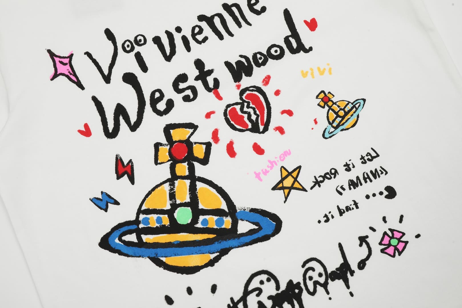 Vivienne Westwood Graffiti Inkjet Printed Saturn T-Shirt for Men and Women