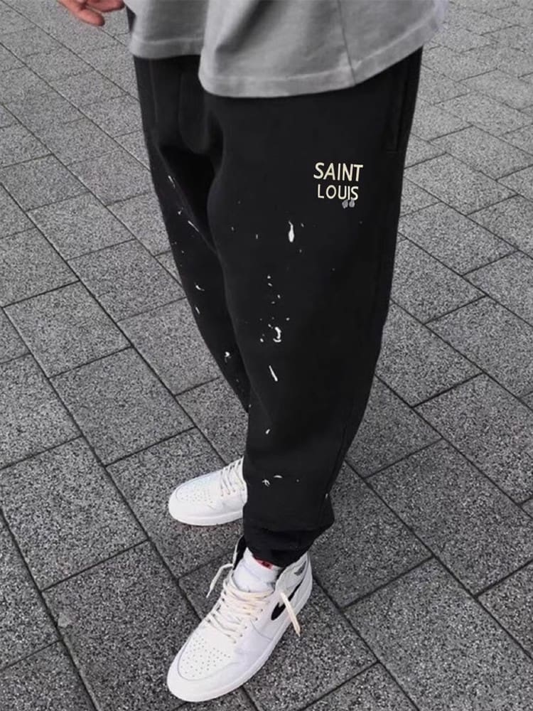 Saint High Street Splash Ink Washed Ankle-Tied Sweatpants for Men