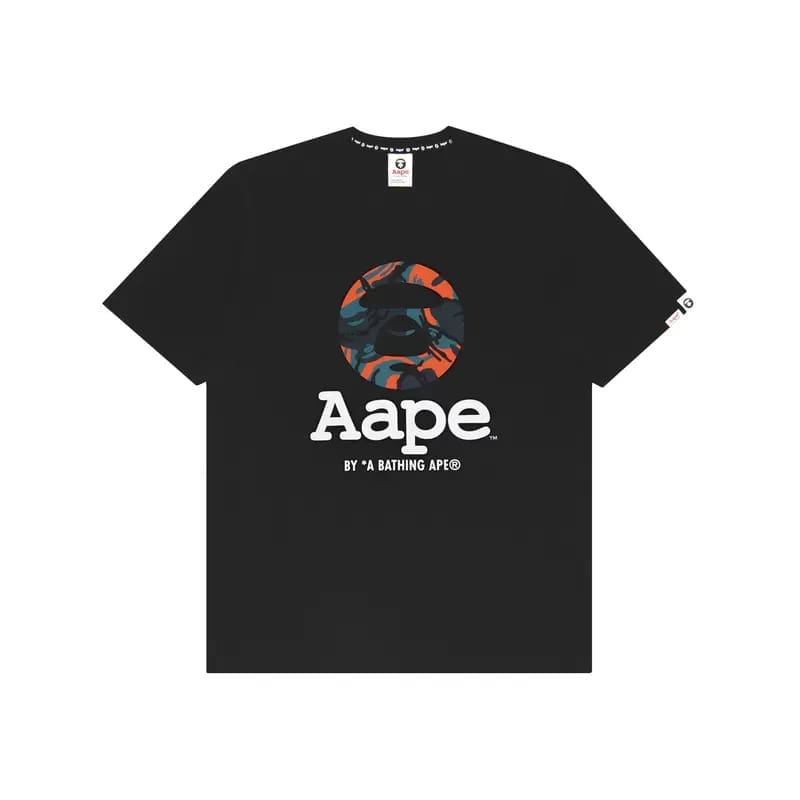 AAPE Camouflage Letter Print Loose Short Sleeve T-Shirt for Men and Women