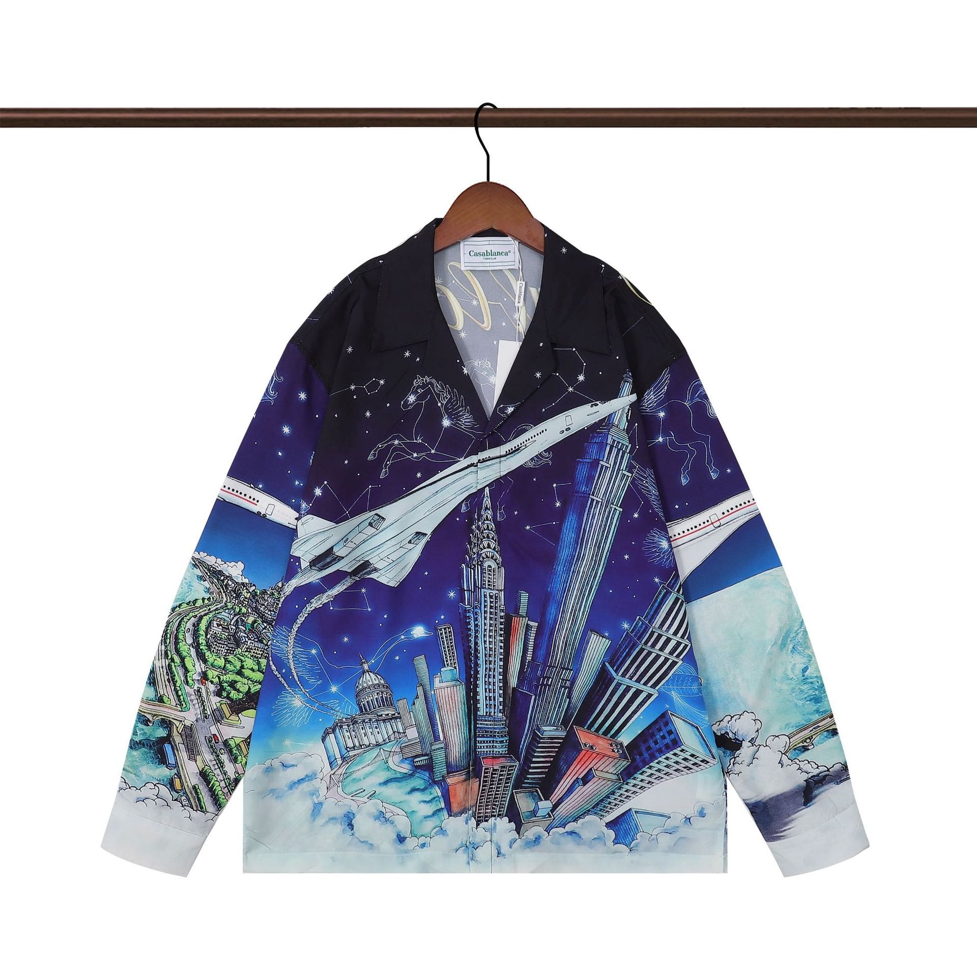 Casablanca Long Sleeve Printed Beach Shirt for Men A