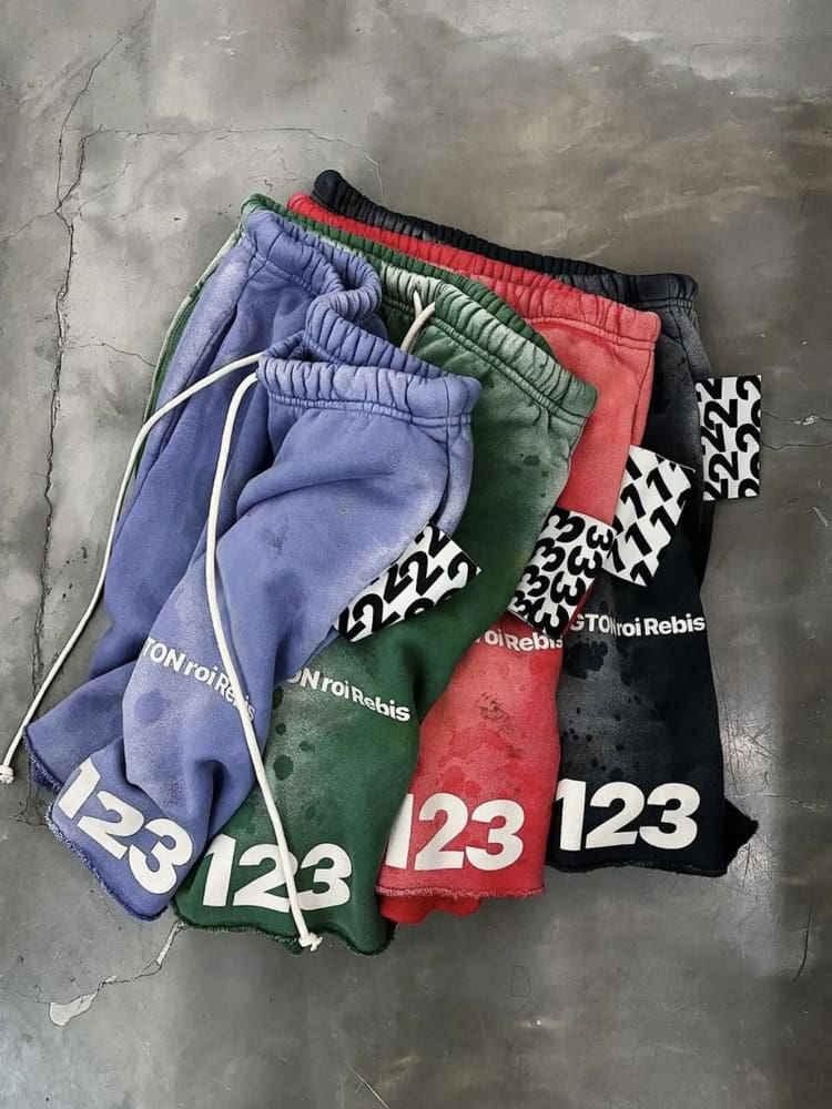 RRR123 Graffiti VTG Washed Sports Shorts for Men and Women