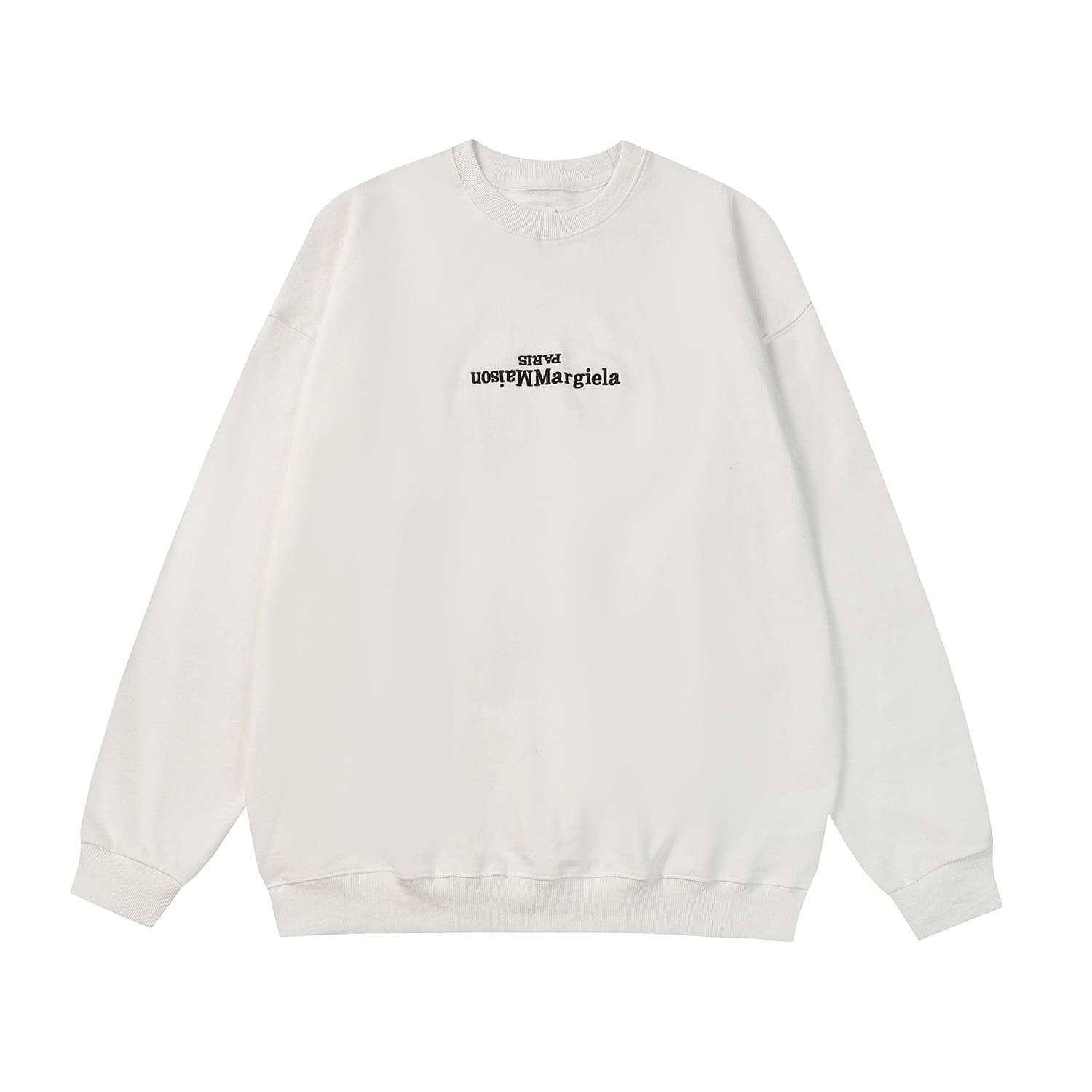 ma*s*n Ma*i*la mm6 embroidered letter crew neck pullover for men and women
