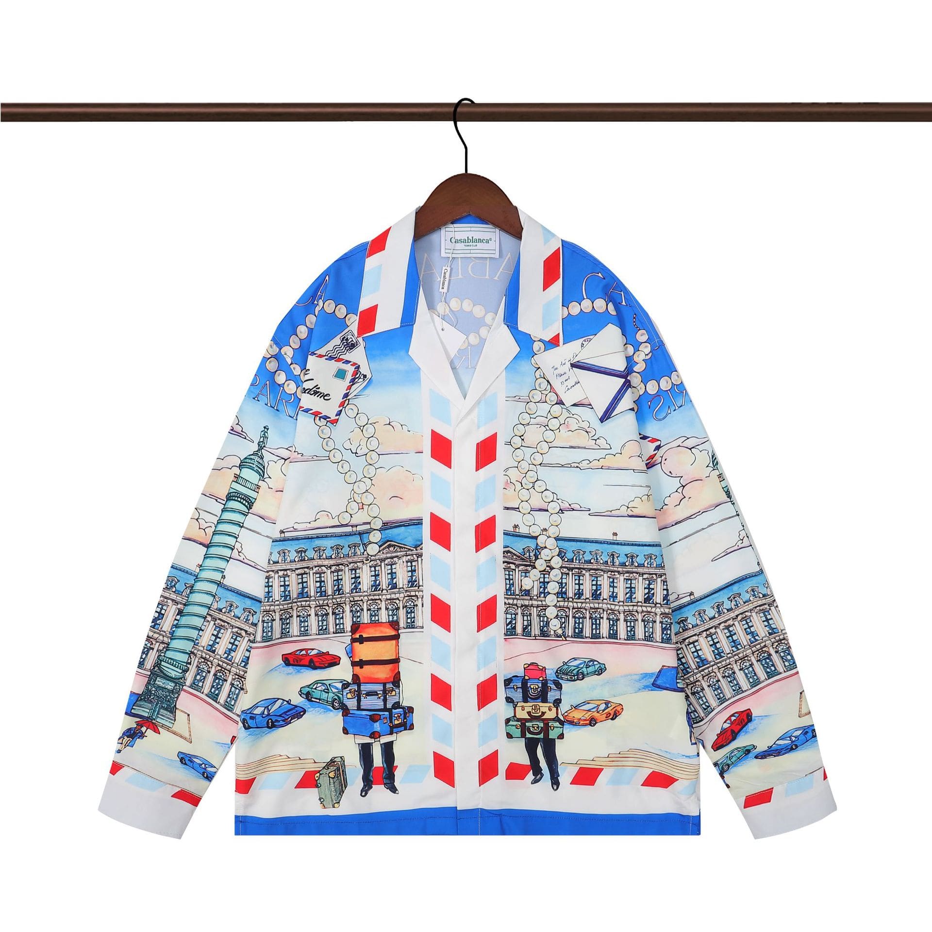 Casablanca Printed Long Sleeve Beach Shirt for Men