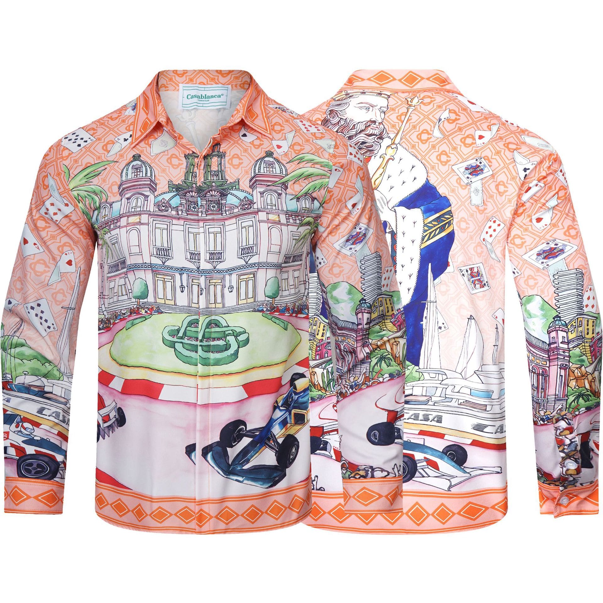 Casablanca Digital Spray Print Long Sleeve Fashion Shirt for Men