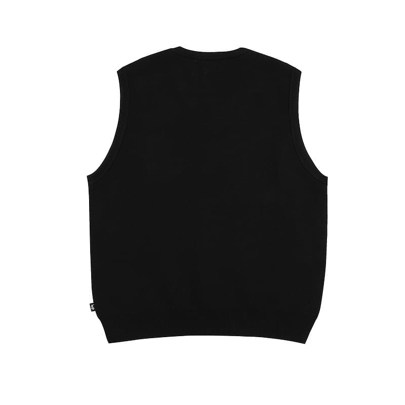 Stussy Jacquard V-Neck Sleeveless Knitted Sweater Vest for Men and Women