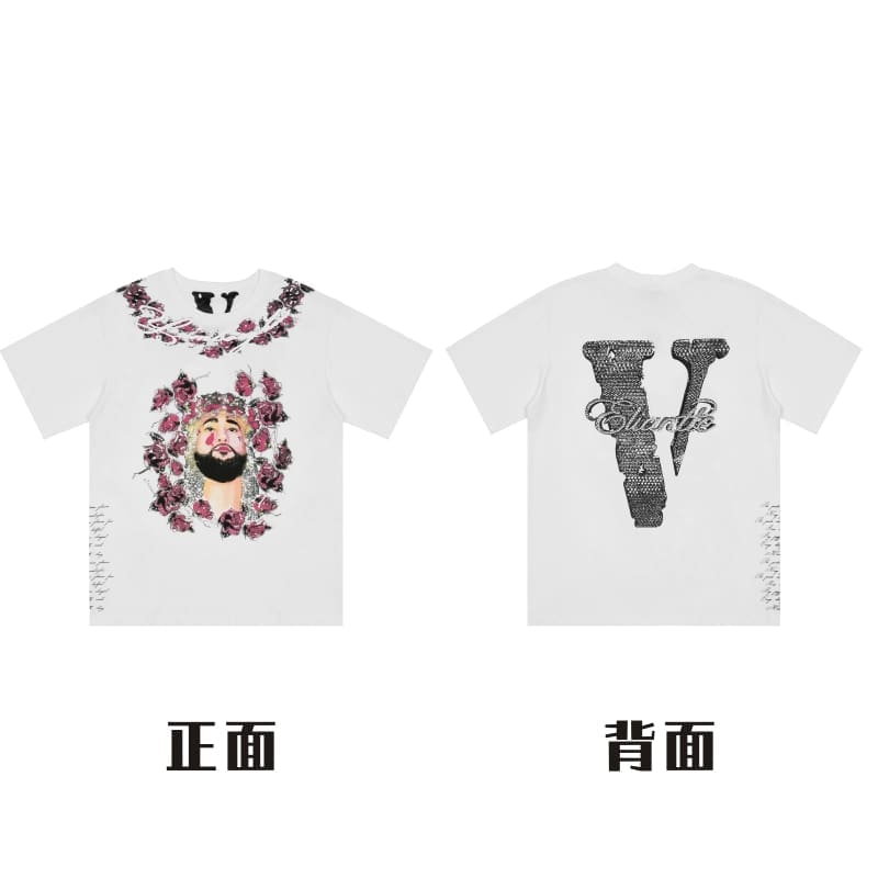 VLONE Large V Short Sleeve T-Shirt High Street Spring Summer Casual Wear