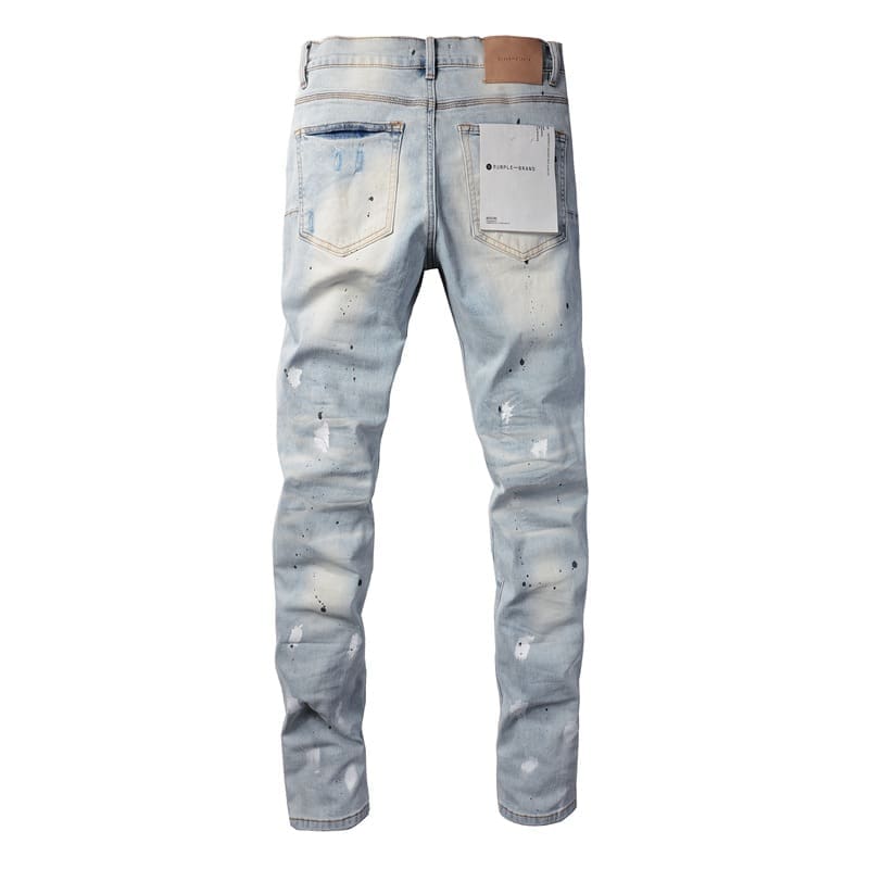 pu*re b*and blue ripped distressed jeans cross-border factory direct sales