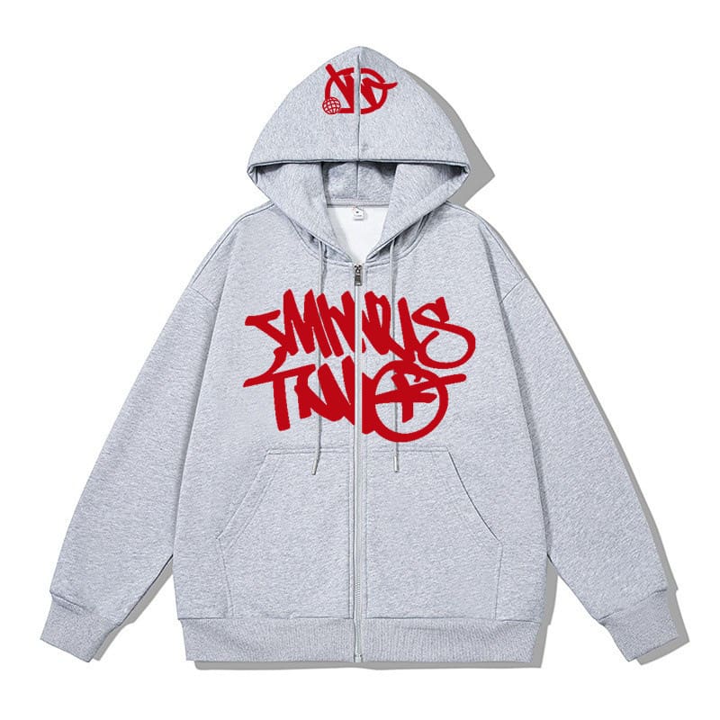 Minus Two Printed Cardigan Plus Size Hip Hop Zipper Jacket