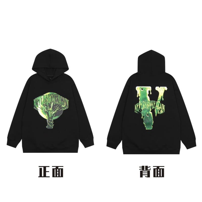 VLONE Large V Hooded Sweater Retro Pullover for Men and Women