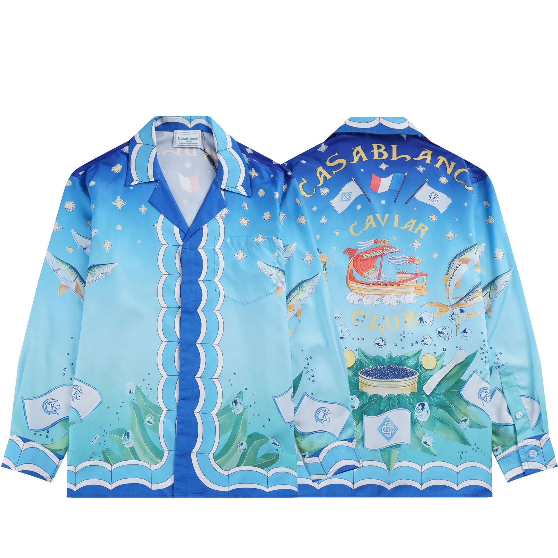 Casablanca Long Sleeve Printed Beach Shirt for Men A