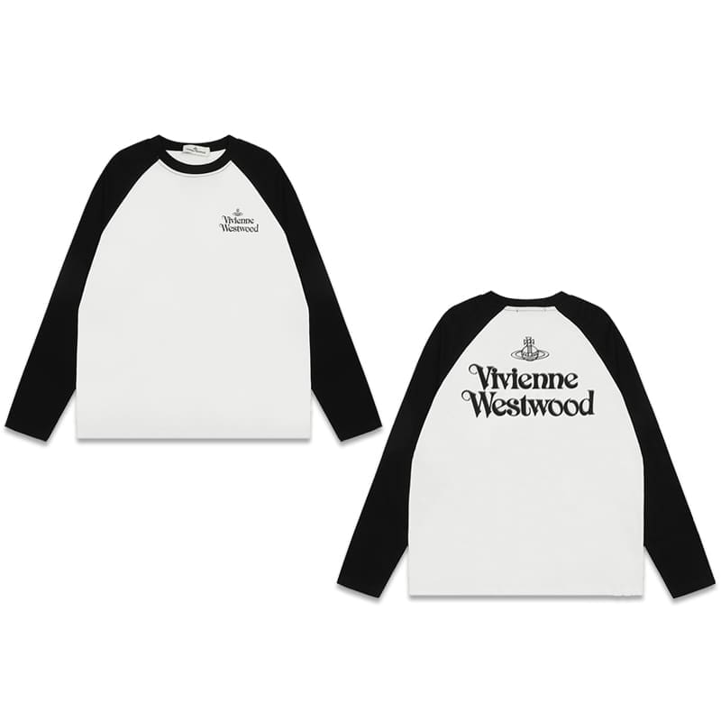 Vivienne Westwood Splash-Ink Embroidered Long Sleeve T-Shirt for Men and Women