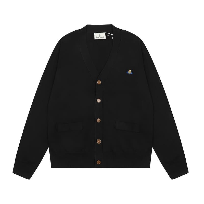 Vivienne Westwood Saturn Embroidery Loose Knitted Cardigan Sweater for Spring and Autumn