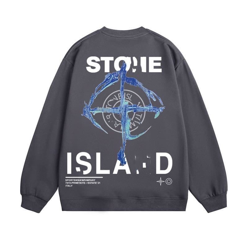 Stone Island Terry Sweater Casual Round Neck Logo Design