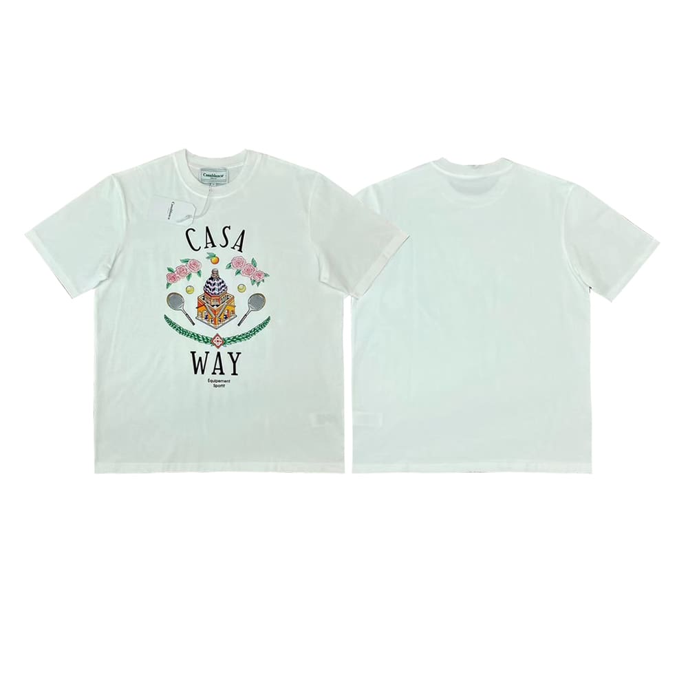 FOG AMIRI CASABLANCA Printed Pattern Loose Round-Neck Short-Sleeve T-Shirt for Men and Women