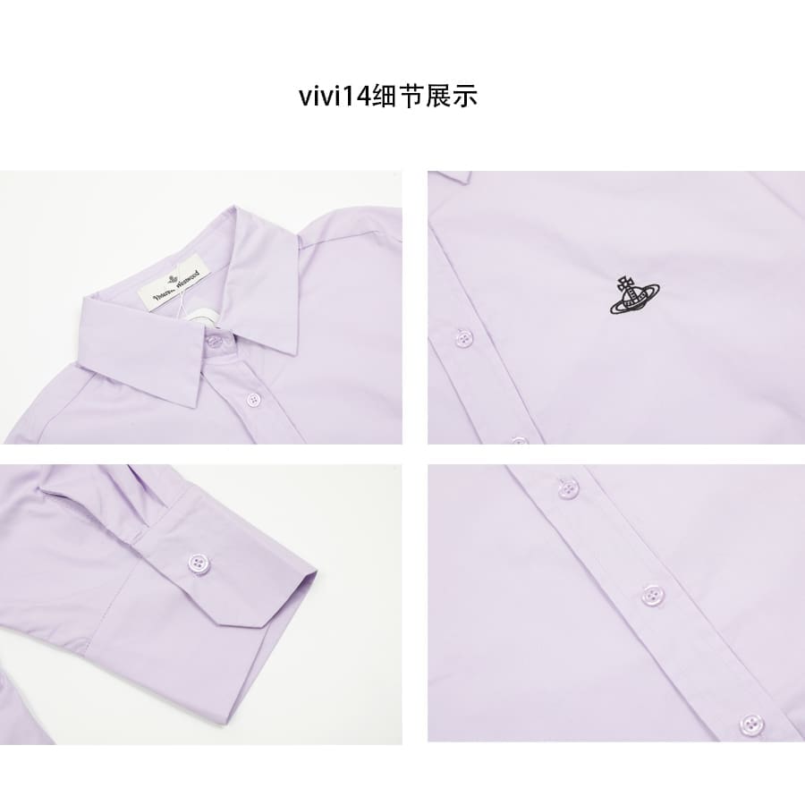 Vivienne Westwood Saturn Embroidery Casual Long Sleeve Shirt for Women