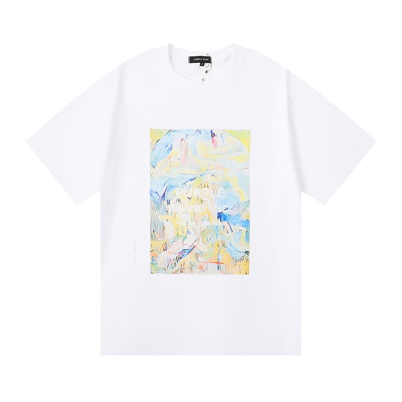 vlone fog pu*re b*and oil painting print t-shirt for men