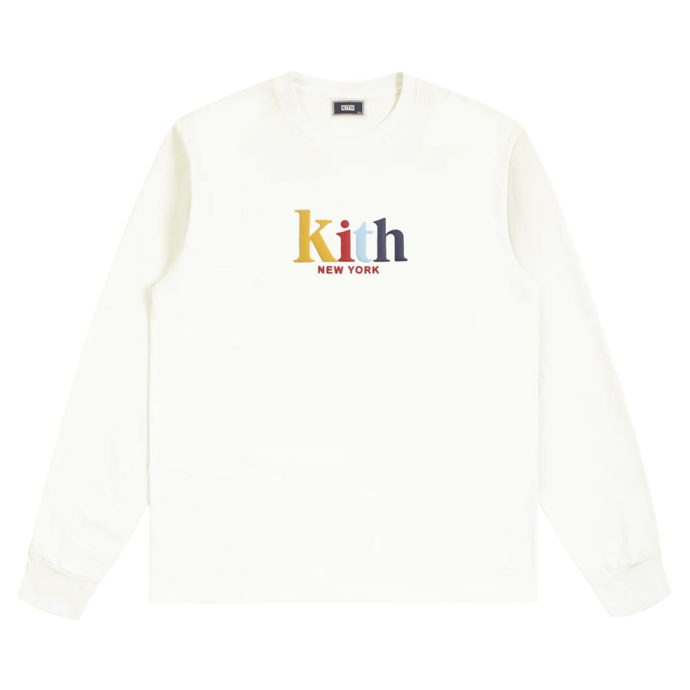 KITH three-dimensional foam logo long-sleeved T-shirt men’s and women’s autumn and winter new solid color pullover couple’s bottoming shirt