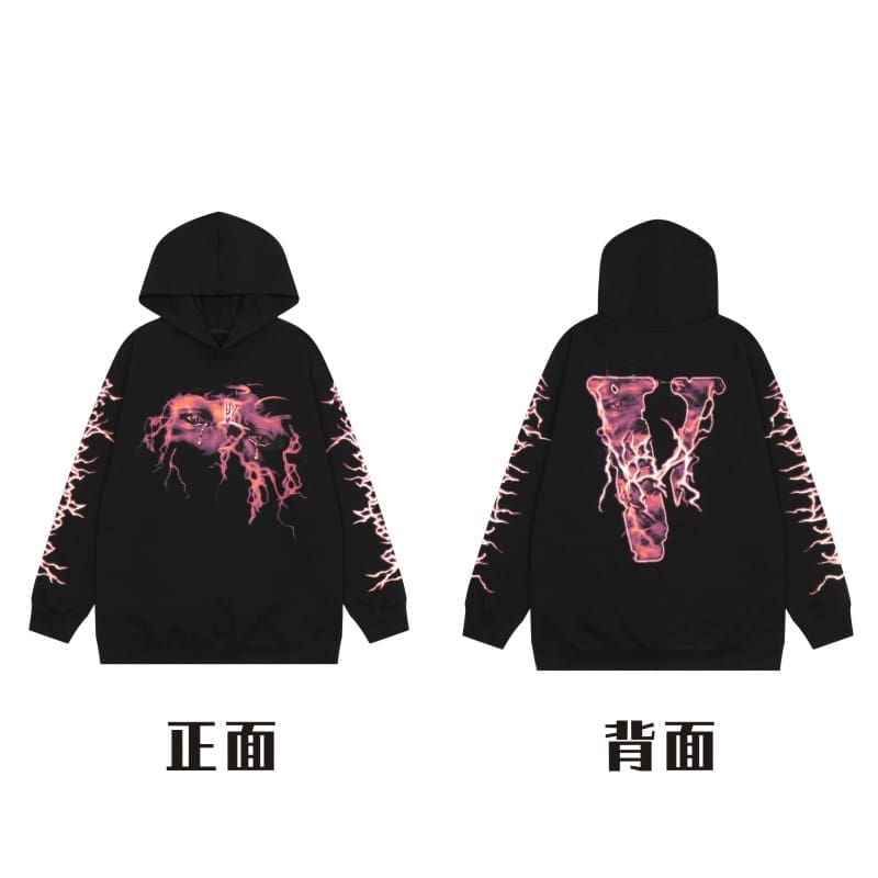 VLONE Large V Hooded Sweater Retro Pullover for Men and Women