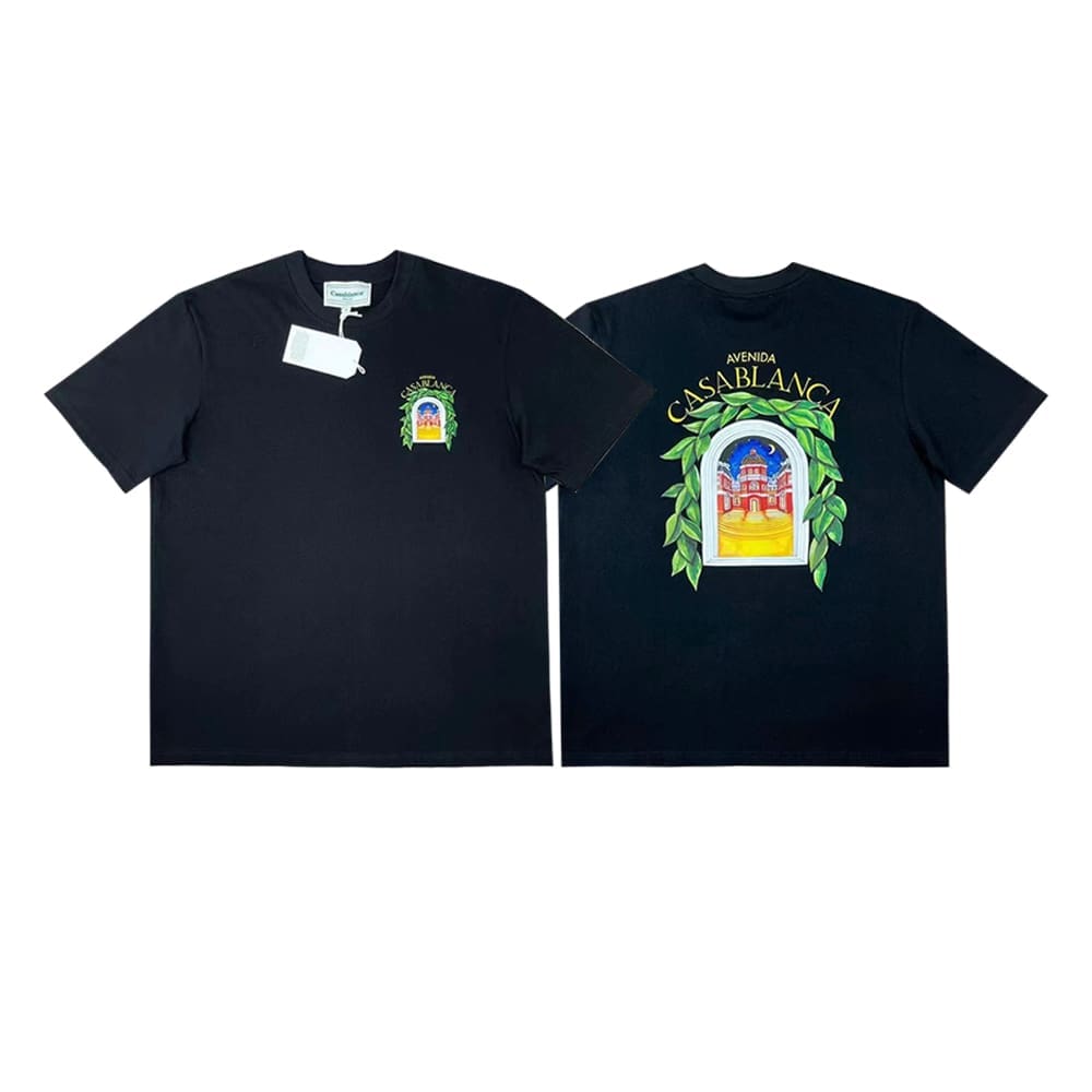 FOG AMIRI CASABLANCA Printed Pattern Loose Round-Neck Short-Sleeve T-Shirt for Men and Women