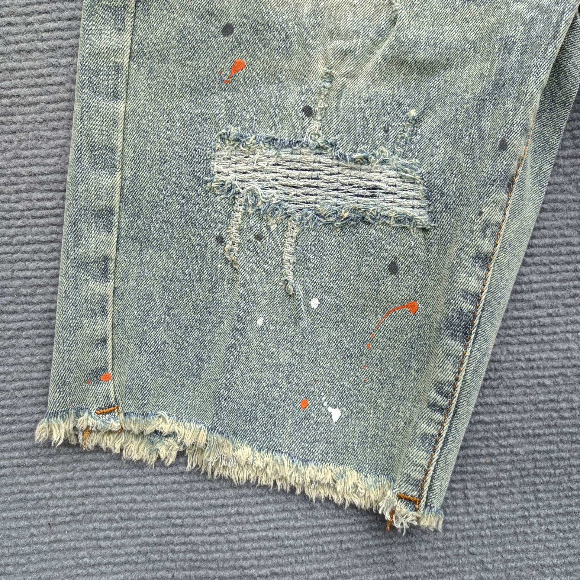 pu*re b*and ripped washed denim shorts american retro style for men