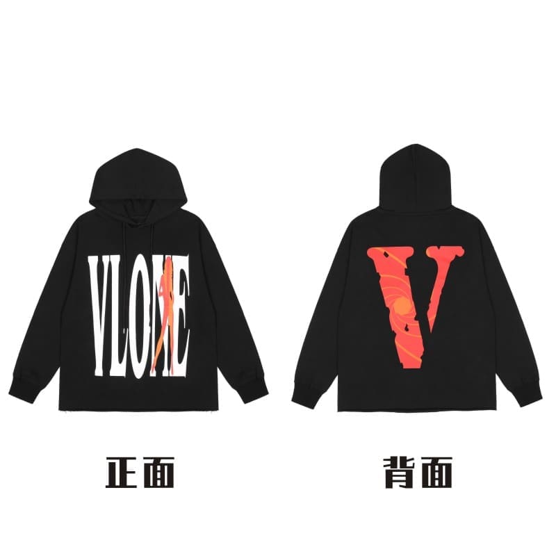 VLONE Large V Hooded Sweater Retro Pullover for Men and Women