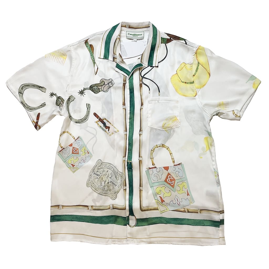 Casablanca Racecourse Jewelry Earrings Twill Silk Short Sleeve Shirt