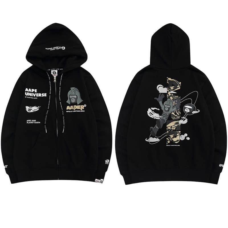 AAPE Cartoon Printed Round Neck Sweater for Men and Women