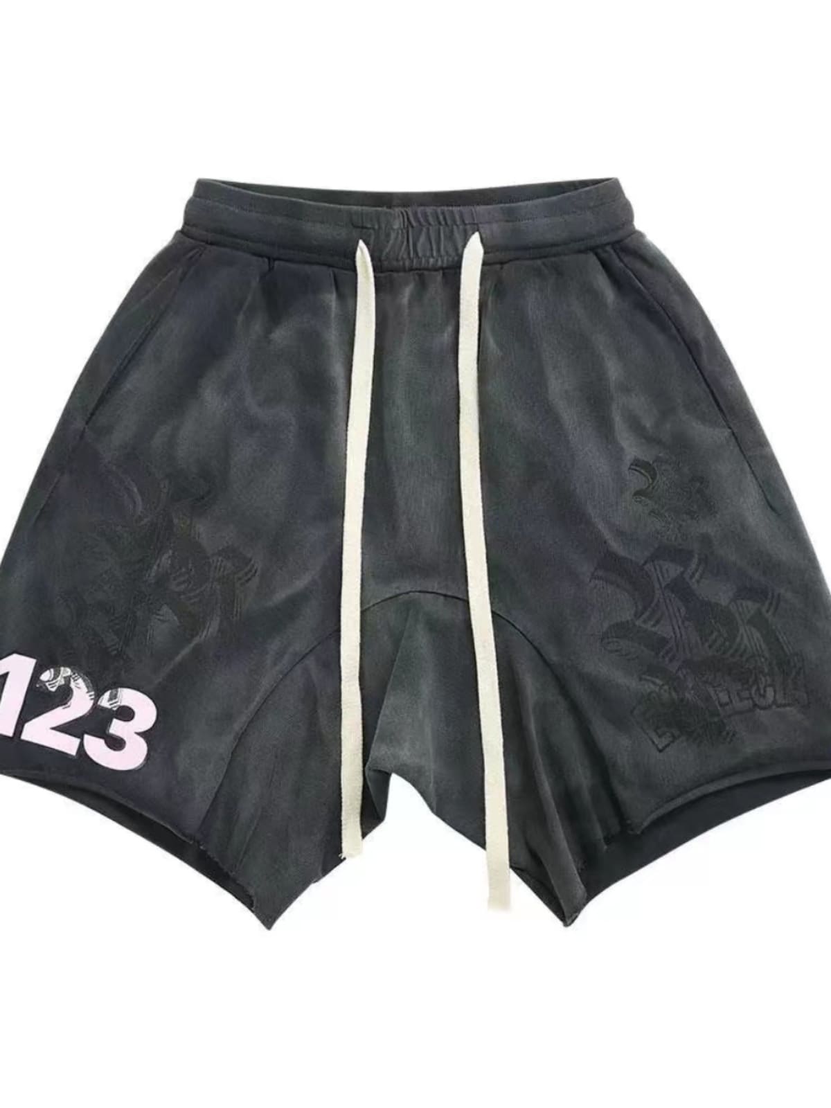 RRR123 Distressed Drawstring Shorts Casual Sports Loose Shorts
