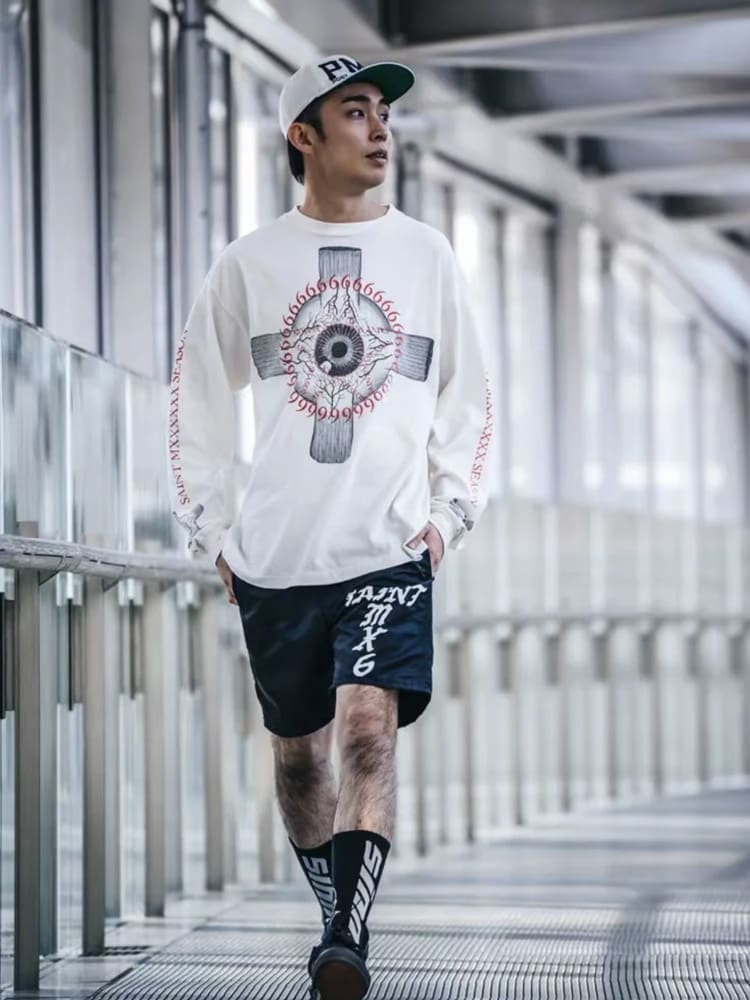 Saint Michael Eyeballs 23FW Loose Long Sleeve T-Shirt for Men and Women