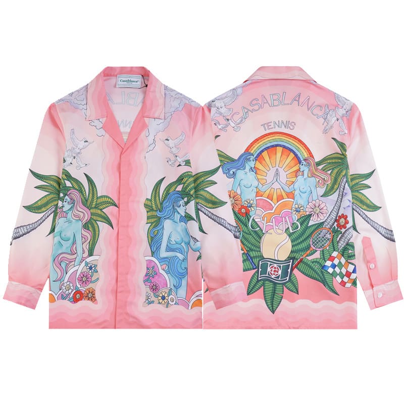 Casablanca Printed Long Sleeve Beach Shirt for Men