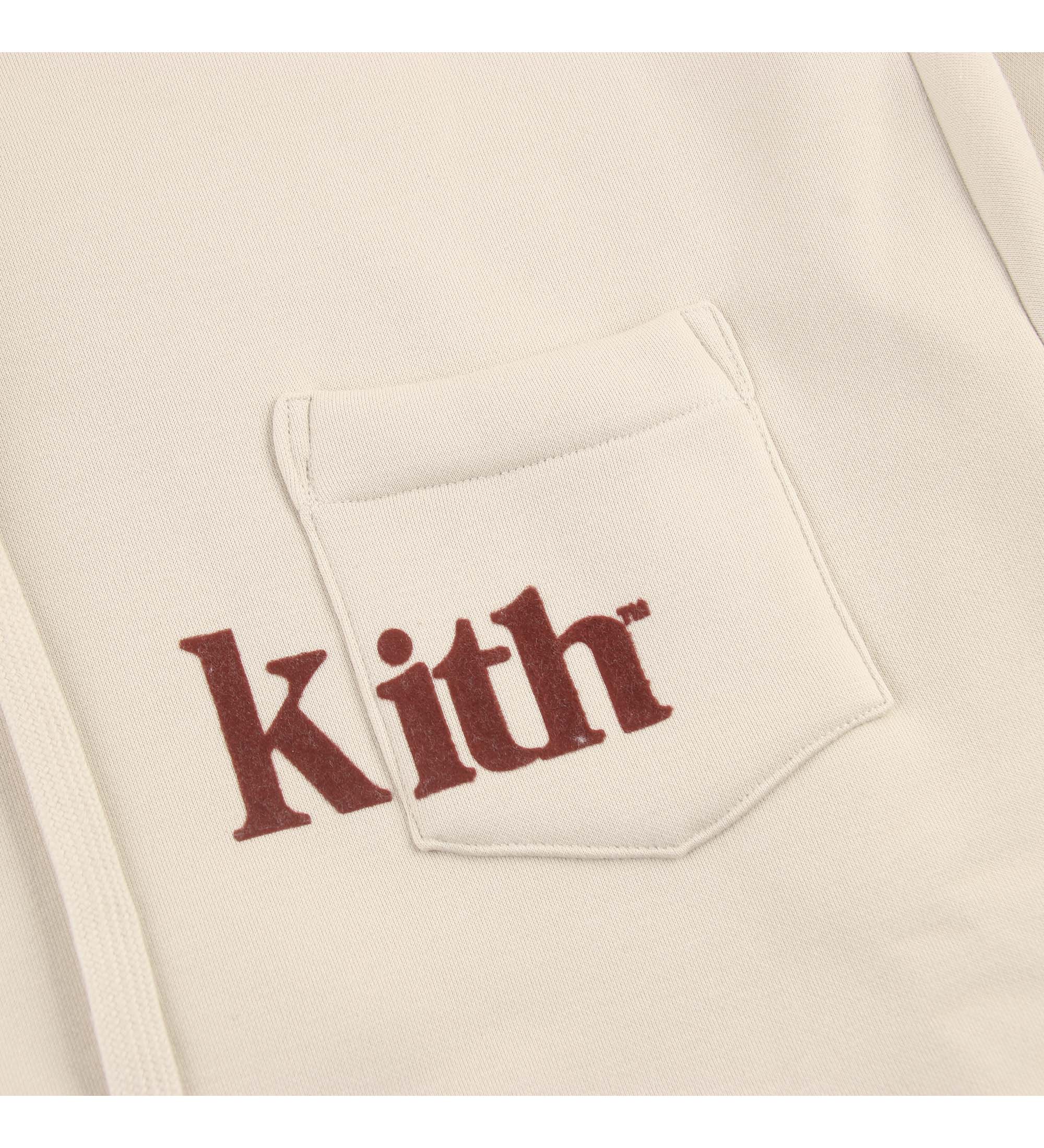 2024 Kith flocking logo multi-pocket hooded sweater men’s couple fleece-lined drop-shoulder sleeve loose pullover hoodie