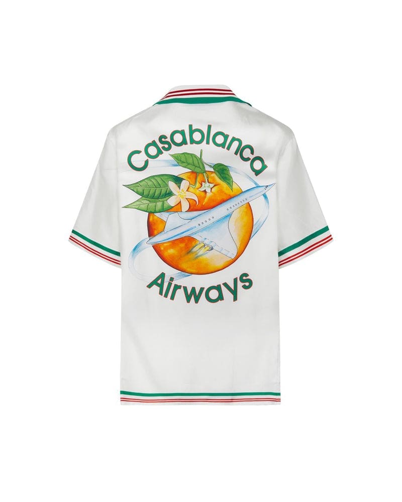 Casablanca Orange Plane Sicilian Style Short Sleeve Shirt for Men and Women