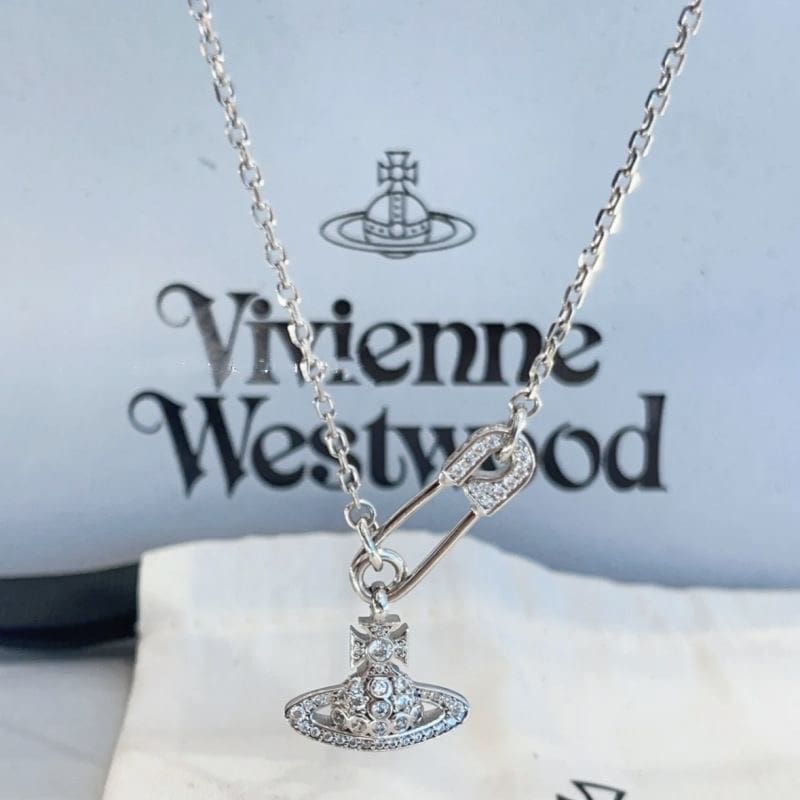 Vivienne Westwood Saturn Pin Necklace Clavicle Chain for Women