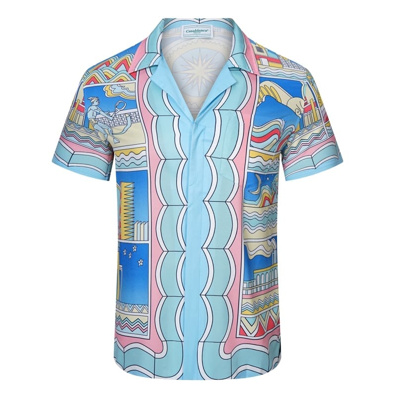 Casablanca Vacation Printed Shirt and Quick-Drying Shorts Summer Beach Set