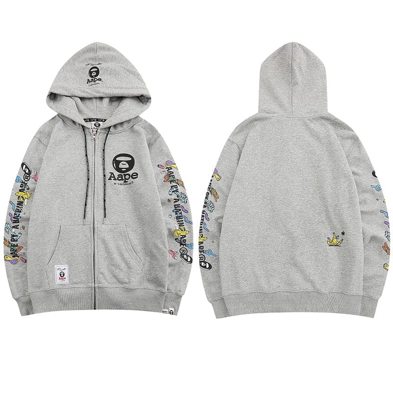 AAPE Cartoon Printed Round Neck Sweater for Men and Women