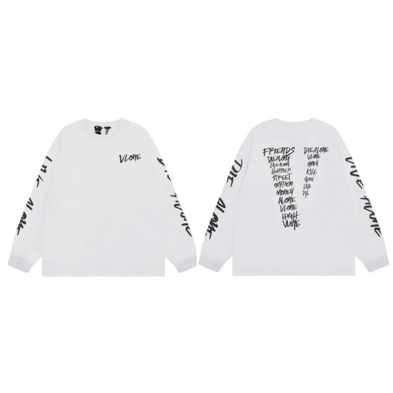 VLONE Large V Long Sleeve Undershirt for Men and Women Autumn Winter