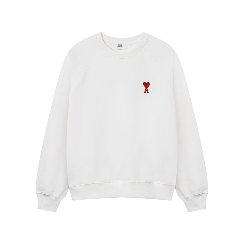 Ami paris love round neck sweater men and women couple embroidery autumn and winter loose large size casual long-sleeved top