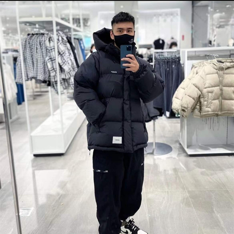 WTAPS mid-length down jacket Xishan Che Shawn Yue Japanese style white duck down thickened keep warm pure color hooded coat