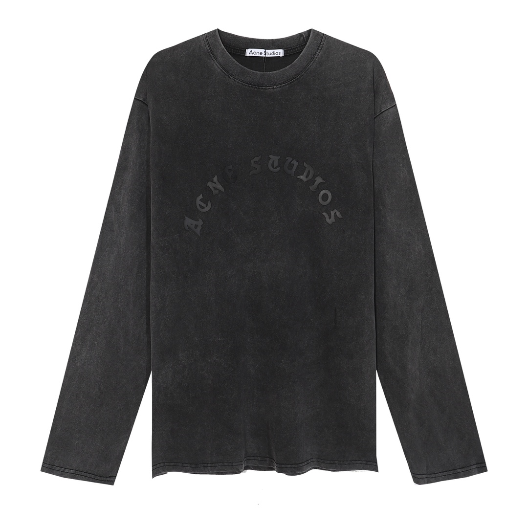 AS 24SS autumn and winter New simple distressed chest letters offset printing men and women the same long-sleeved T-shirt