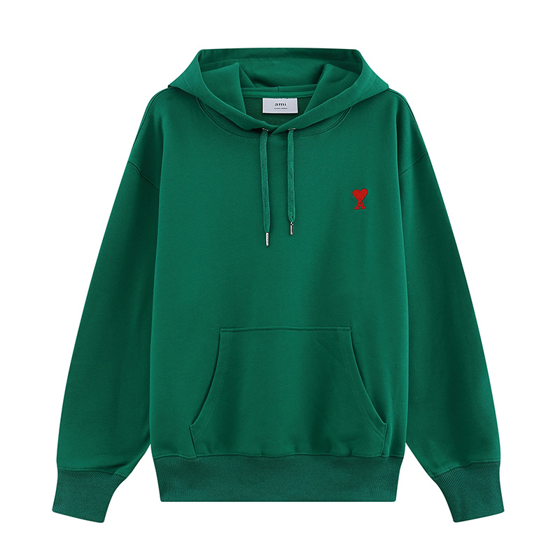 AMI paris embroidered hoodie men’s casual couple sweater small love embroidered Macron color matching top