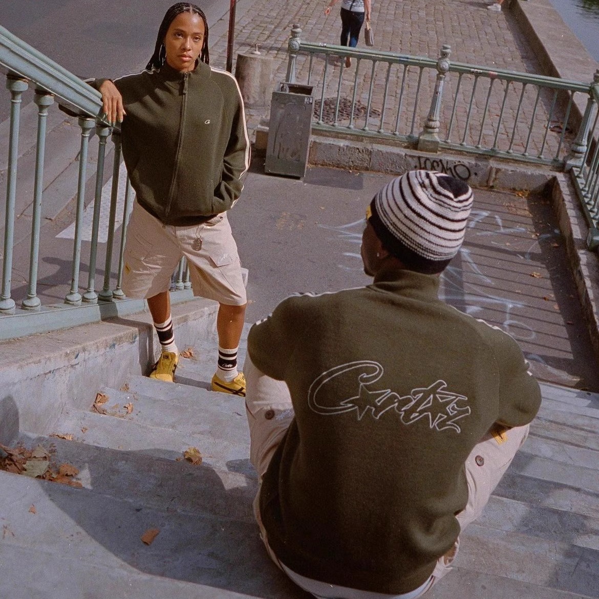 Corteiz American retro alphabet embroidered cardigan coat men’s and women’s spring and autumn loose casual zipper sweater