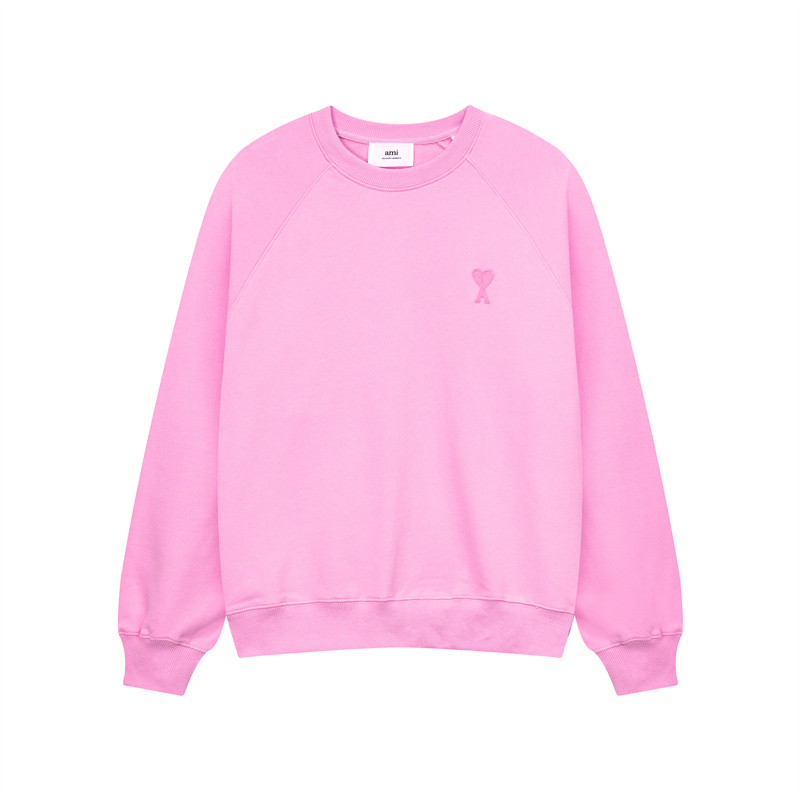 Ami paris love round neck sweater men and women couple embroidery autumn and winter loose large size casual long-sleeved top