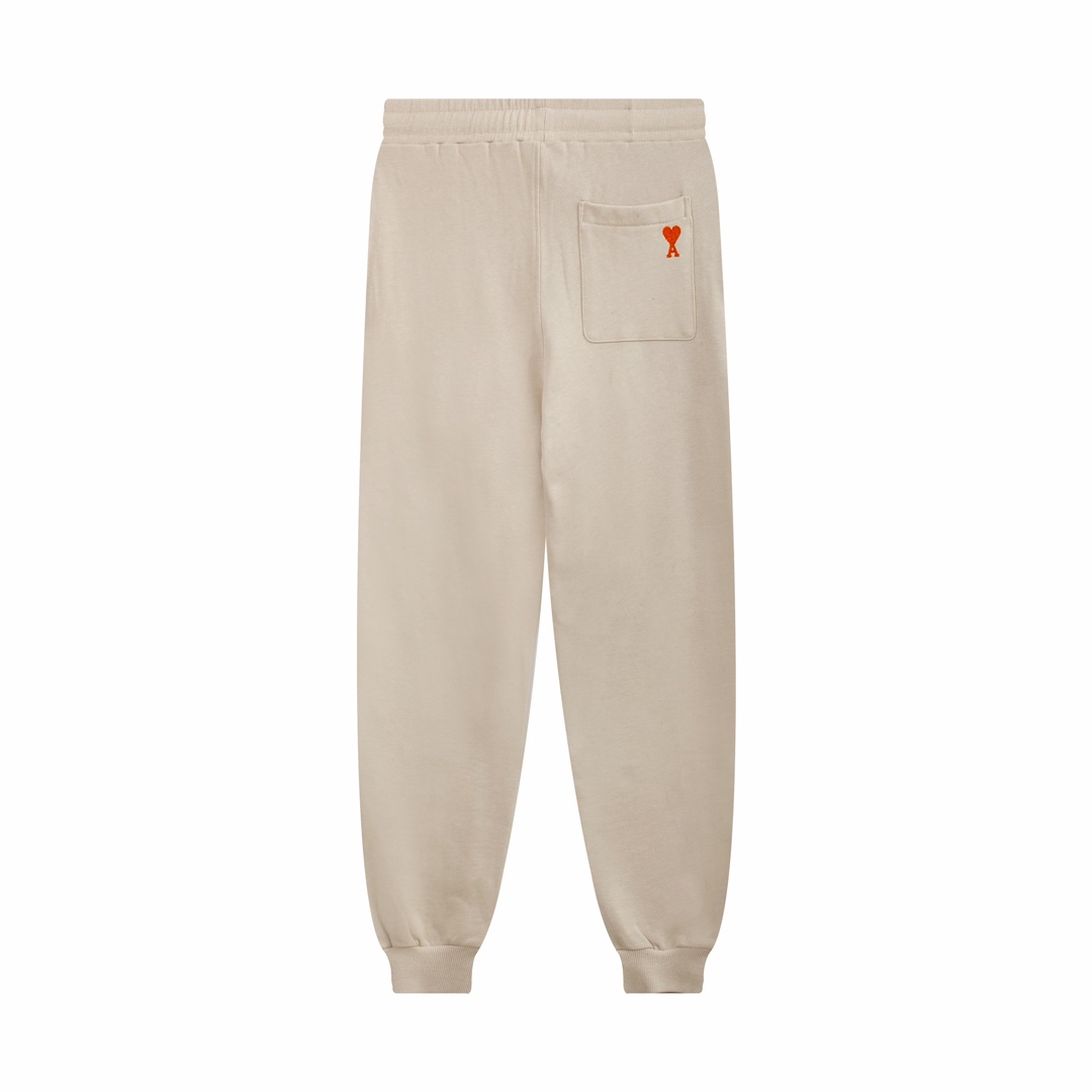 AMI paris classic love men’s trousers embroidered solid color drawstring casual pants sports pants ankle-tied loose trousers