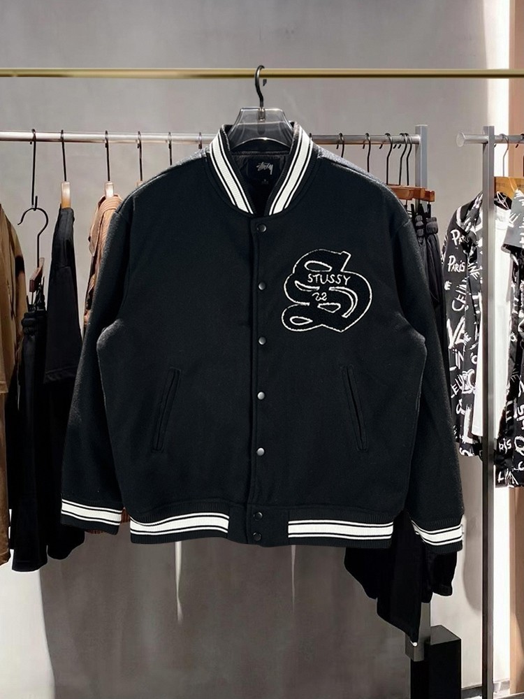 S Tuss jacket Stussy autumn and winter New Baseball uniform embroidered letters loose jacket casual coat for men and women